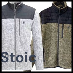 Stoic Medium Grey Fleece Sweater Zip Front Jacket (S)